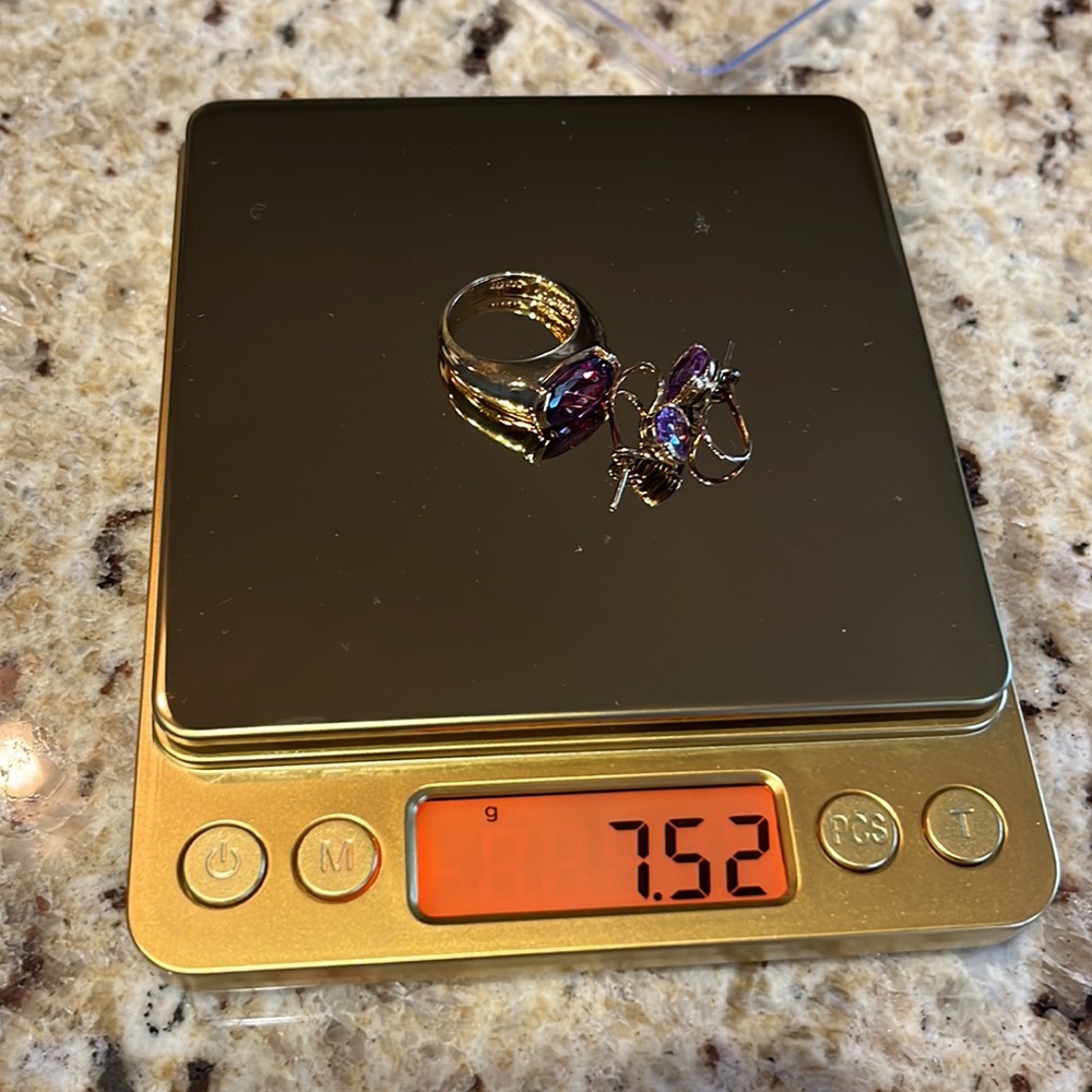 18K Over 925 Silver Lab-Created Alexandrite Ring & Earrings Set - Picture 12 of 12